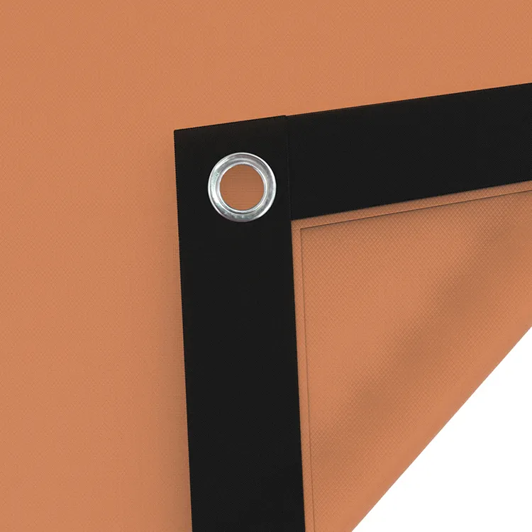 Orange vinyl tarp with webbing
