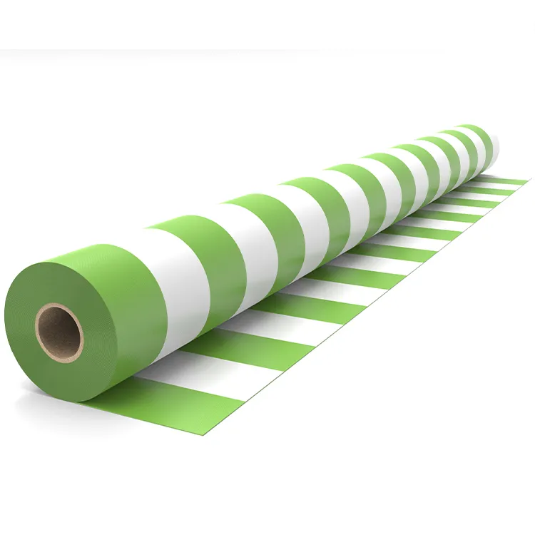 green and white striped tarpaulin rolls​