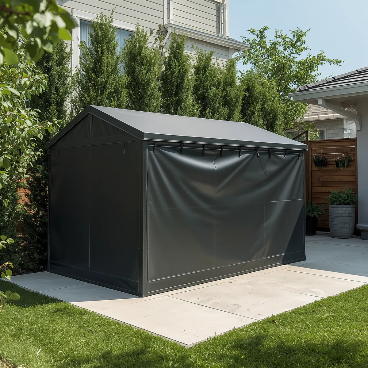 Luxury Backyard Storage with PVC Tarp Cover-