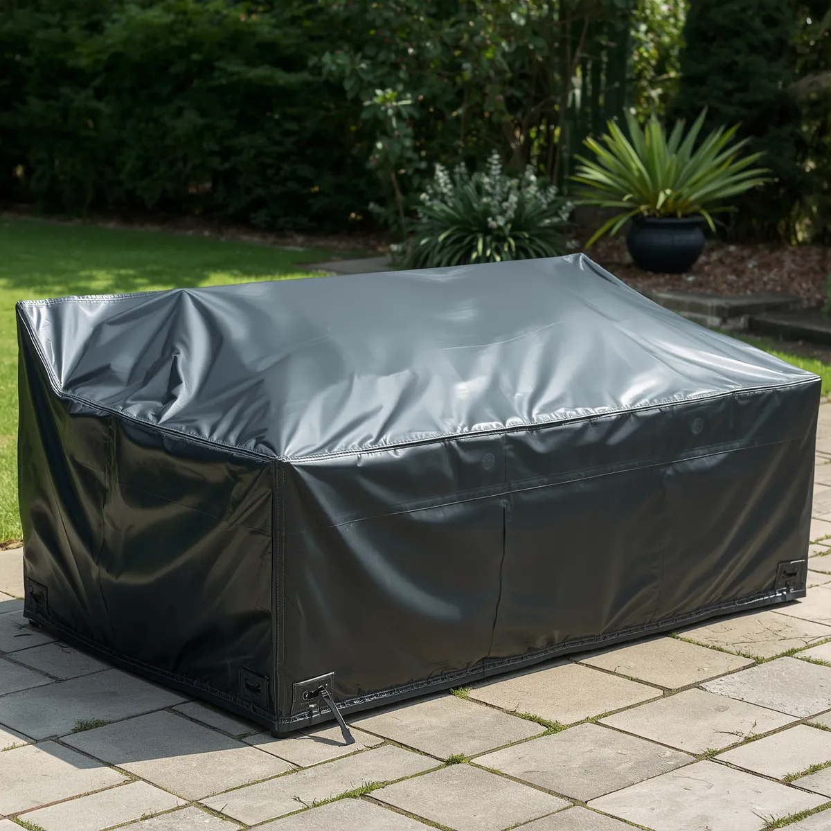 Outdoor Sofa Set Under PVC Furniture Covers-