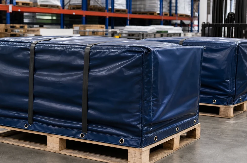PVC pallet covers protecting palletized goods as a blog cover for pallet cover buying guide
